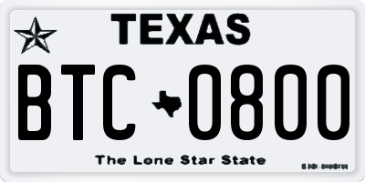 TX license plate BTC0800