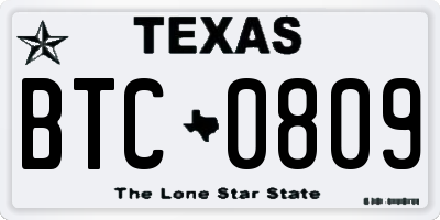 TX license plate BTC0809