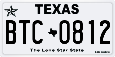 TX license plate BTC0812