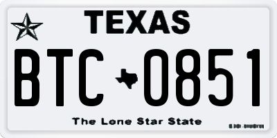 TX license plate BTC0851