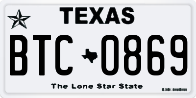 TX license plate BTC0869