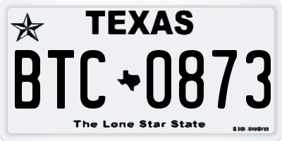 TX license plate BTC0873