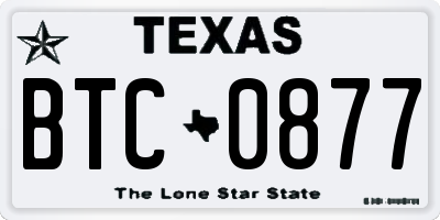 TX license plate BTC0877