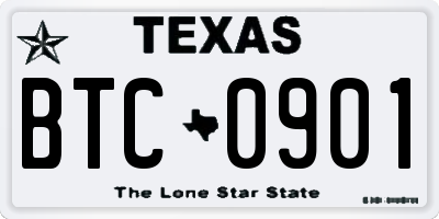 TX license plate BTC0901