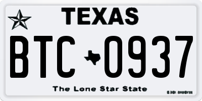 TX license plate BTC0937