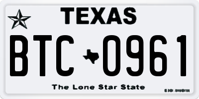 TX license plate BTC0961