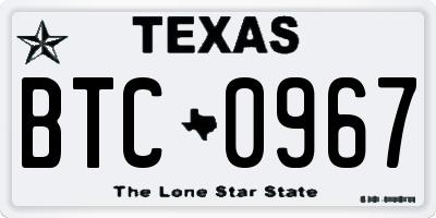 TX license plate BTC0967