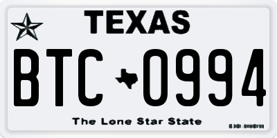 TX license plate BTC0994