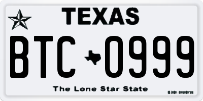 TX license plate BTC0999
