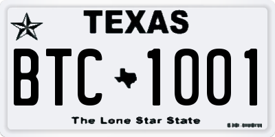 TX license plate BTC1001