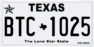 TX license plate BTC1025