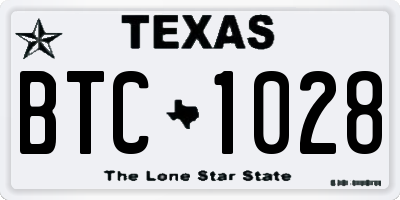 TX license plate BTC1028