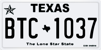 TX license plate BTC1037