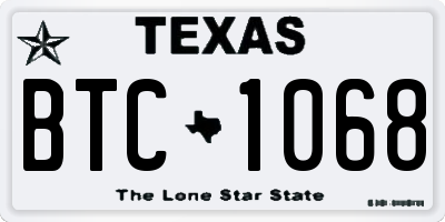 TX license plate BTC1068