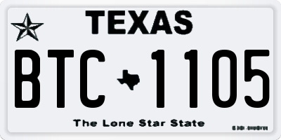 TX license plate BTC1105