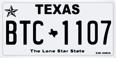 TX license plate BTC1107