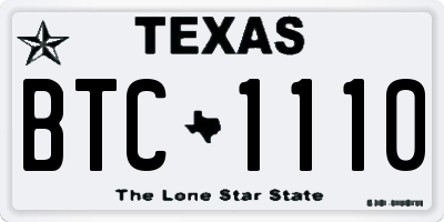 TX license plate BTC1110