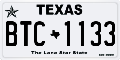 TX license plate BTC1133
