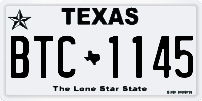 TX license plate BTC1145
