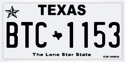TX license plate BTC1153