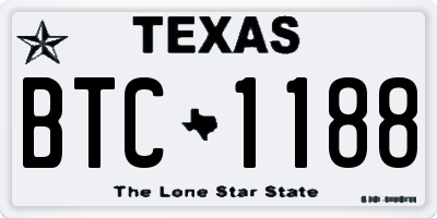 TX license plate BTC1188