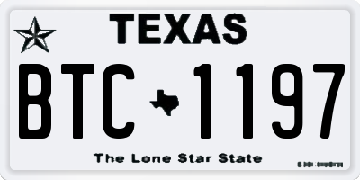 TX license plate BTC1197