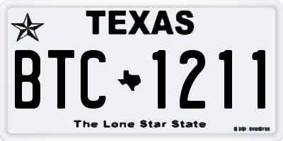 TX license plate BTC1211
