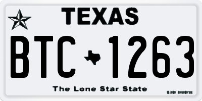 TX license plate BTC1263
