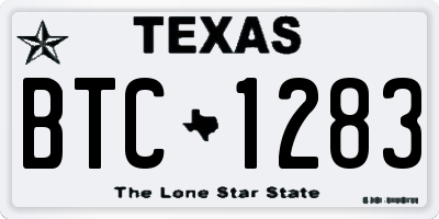 TX license plate BTC1283