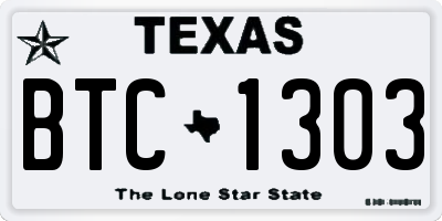 TX license plate BTC1303