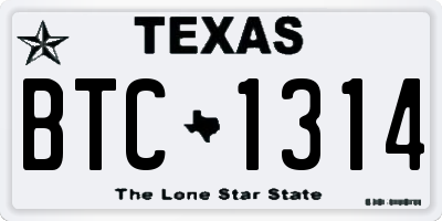 TX license plate BTC1314