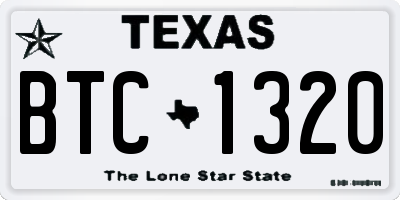 TX license plate BTC1320