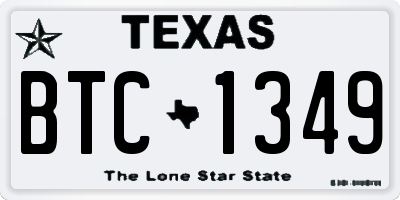TX license plate BTC1349