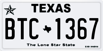 TX license plate BTC1367