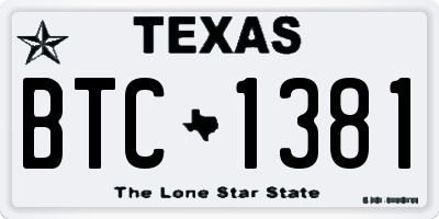 TX license plate BTC1381