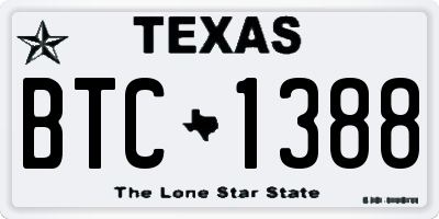 TX license plate BTC1388