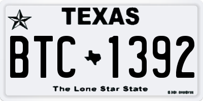 TX license plate BTC1392