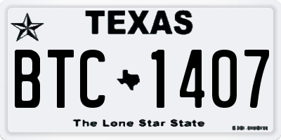 TX license plate BTC1407