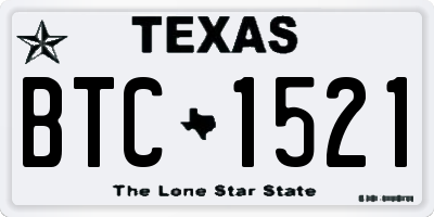 TX license plate BTC1521