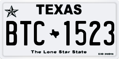TX license plate BTC1523