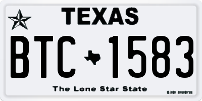 TX license plate BTC1583