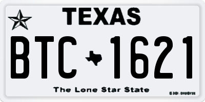 TX license plate BTC1621