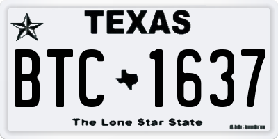 TX license plate BTC1637