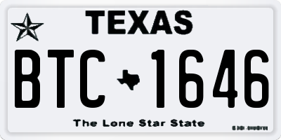 TX license plate BTC1646
