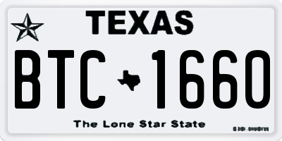 TX license plate BTC1660