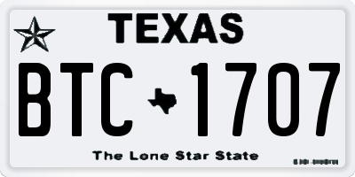 TX license plate BTC1707