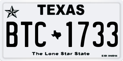 TX license plate BTC1733