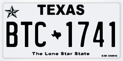 TX license plate BTC1741