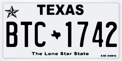 TX license plate BTC1742
