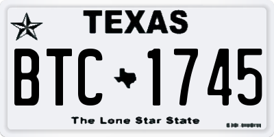 TX license plate BTC1745